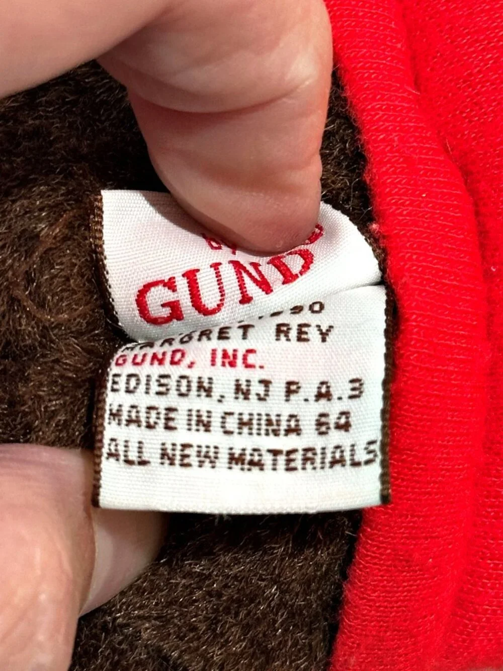 GUND Curious George Plush Monkey Red Shirt Small 1990 Vintage 8